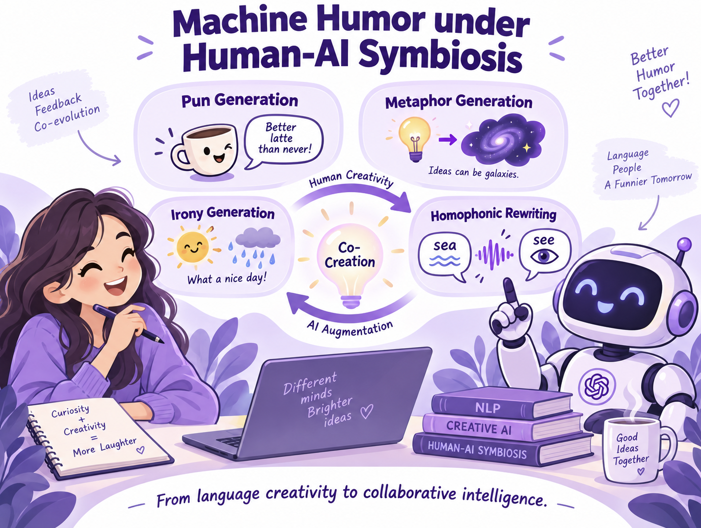 Machine humor under Human–AI Symbiosis: pun, metaphor, irony and homophonic rewriting through human creativity and AI augmentation